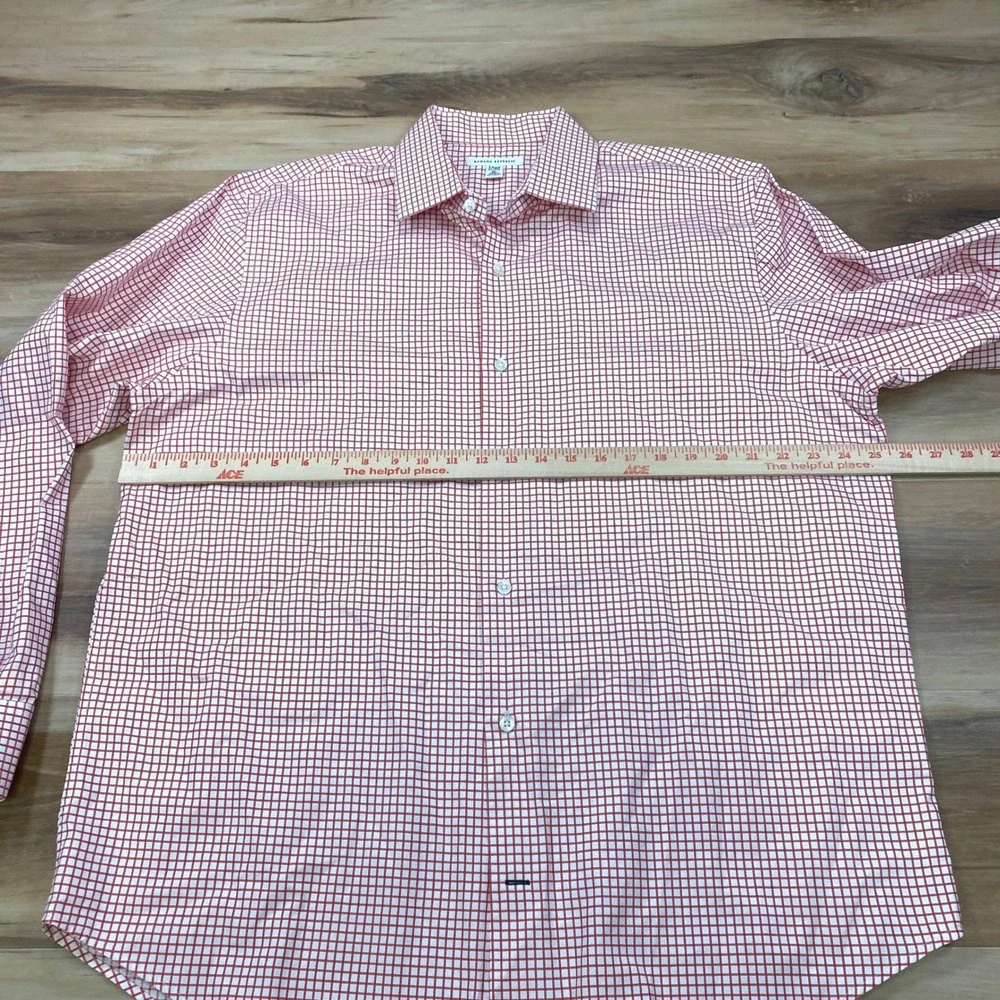 Banana Republic Shirt Men XL Classic Red White Windowpane Cotton Button Down Ivy